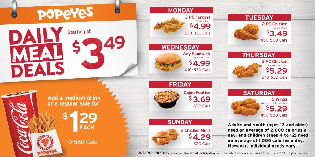Popeyes Menu and Specials