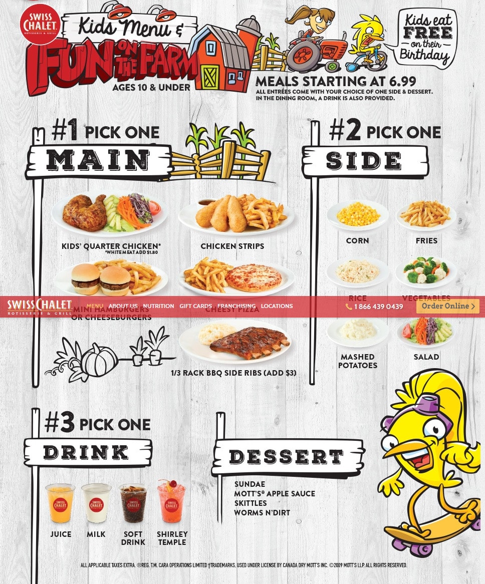 Swiss Chalet Menu Rotisserie & Grill Menu