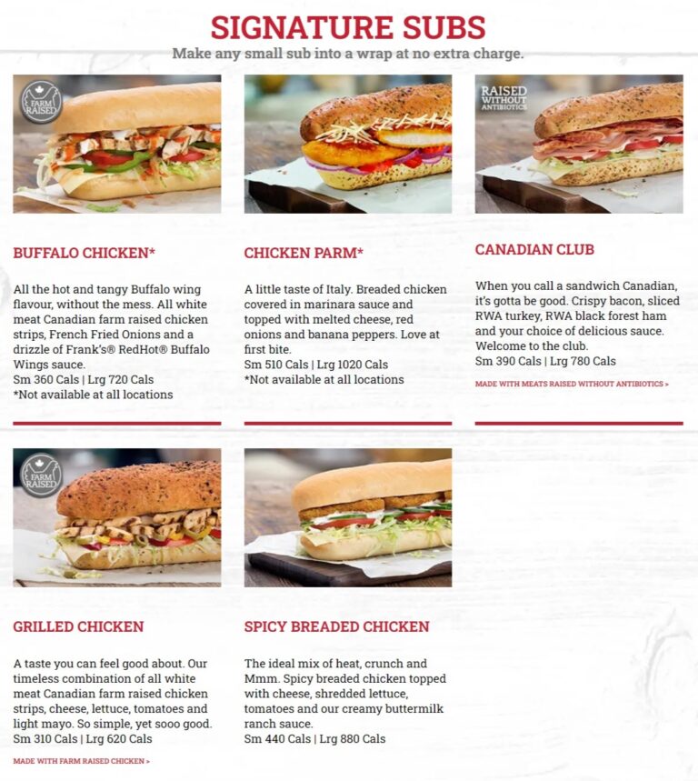 Mr. Sub Menu and Sub of the Day Deal in Canada