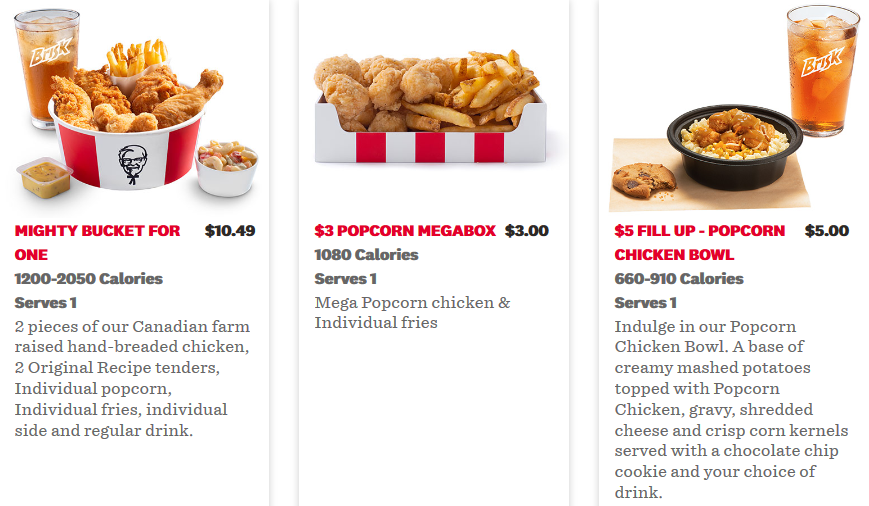 kfc canada menu and coupons free delivery