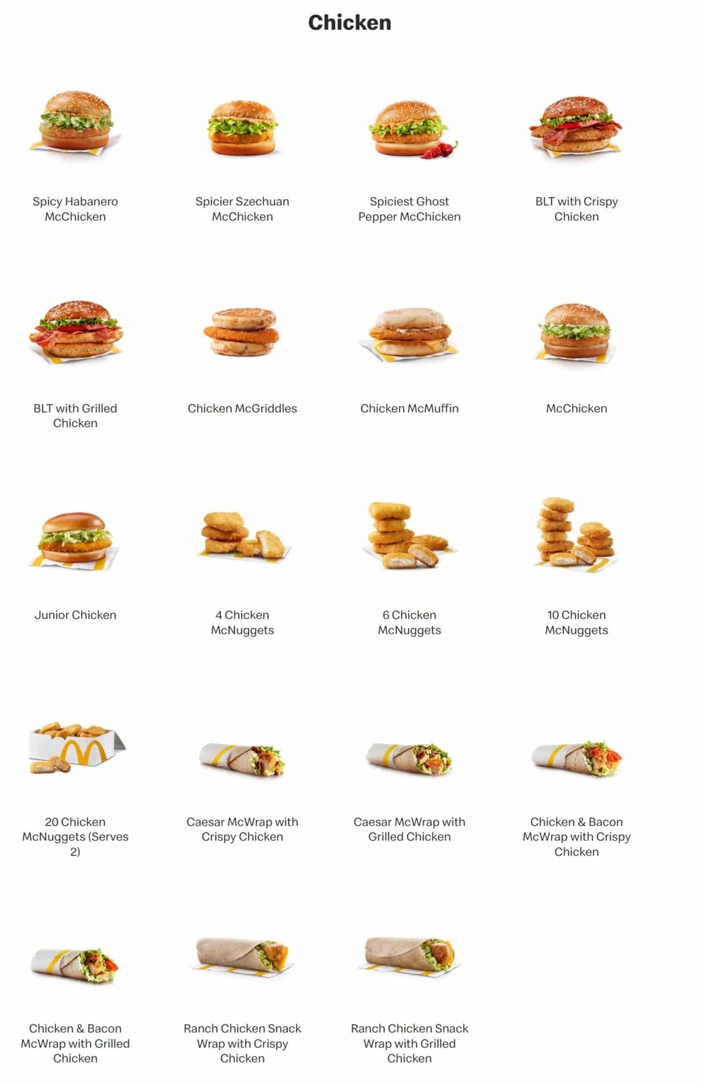 McDonald's Menu Prices Canada